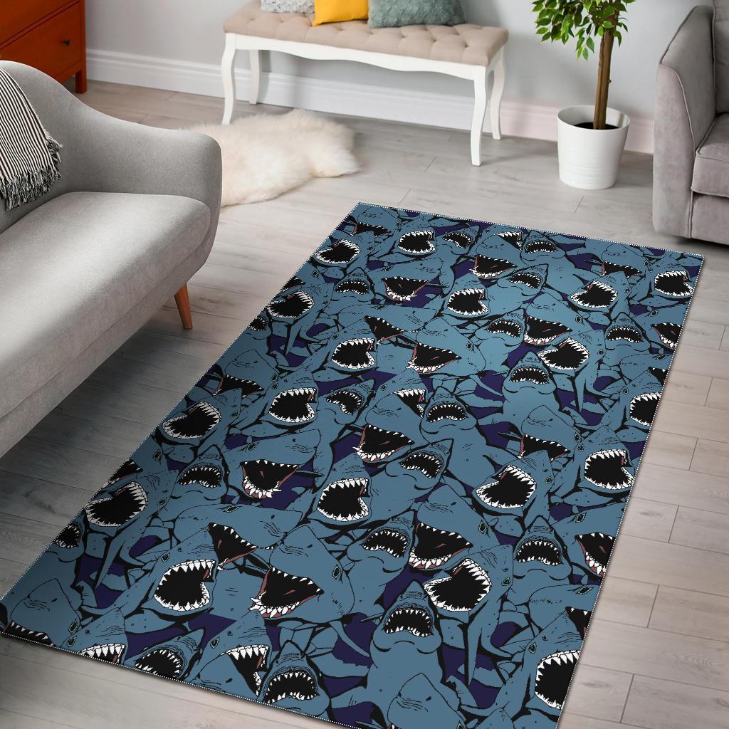 Shark Circling Pattern Print Floor Mat-grizzshop