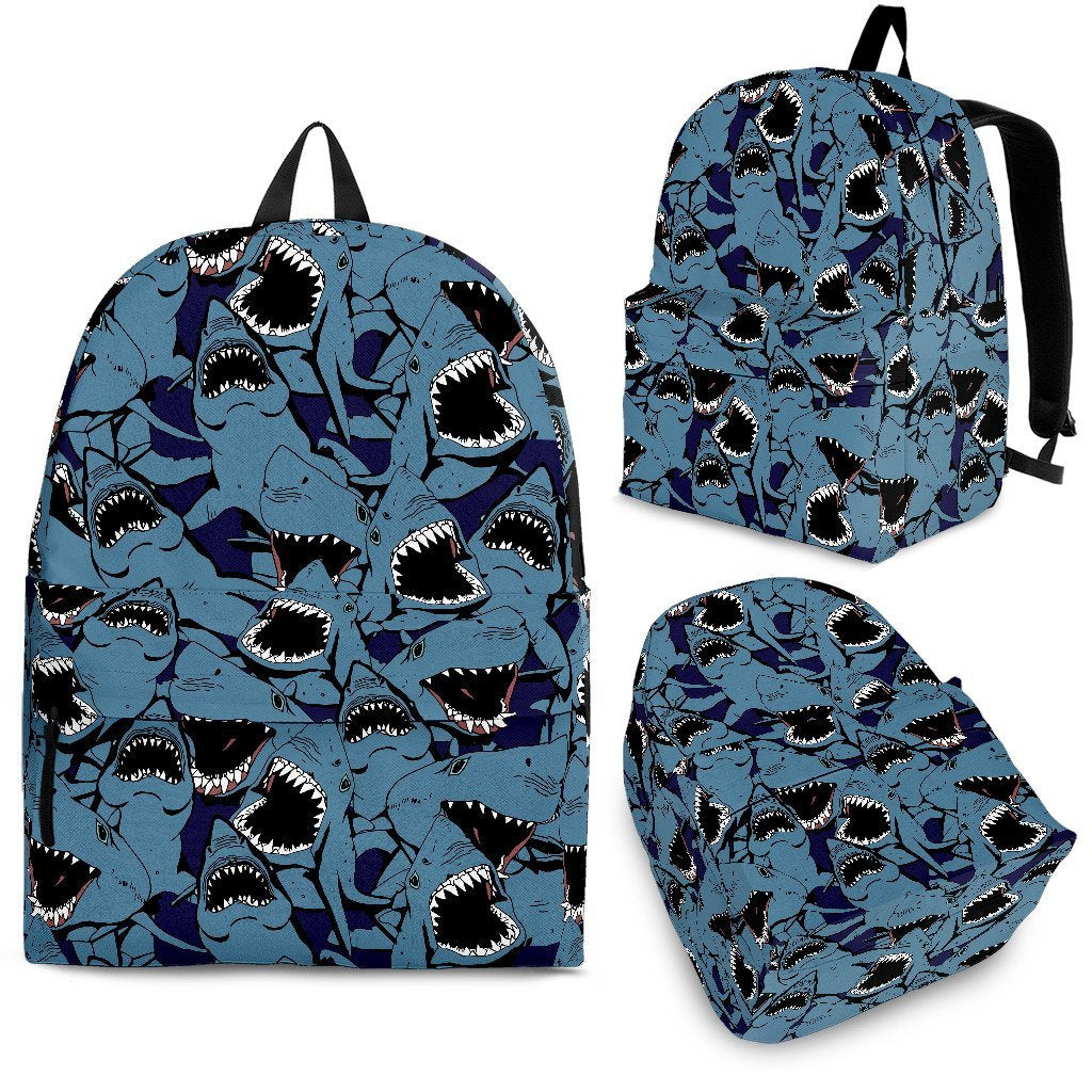 Shark Circling Pattern Print Premium Backpack-grizzshop