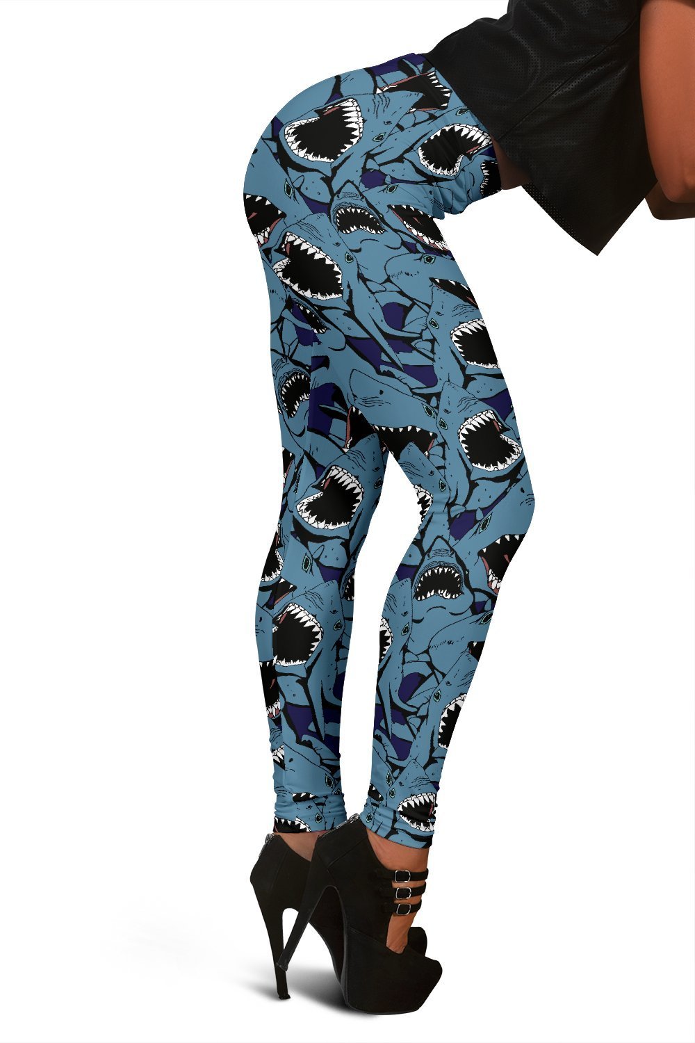 Shark Circling Print Pattern Women Leggings-grizzshop