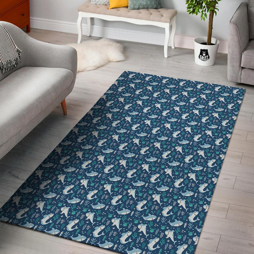 Shark Cute Print Pattern Floor Mat-grizzshop