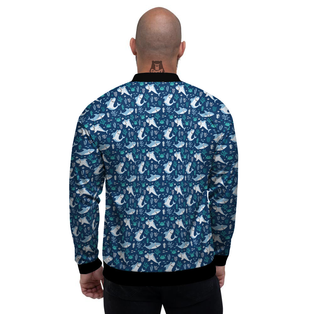 Shark Cute Print Pattern Men's Bomber Jacket-grizzshop
