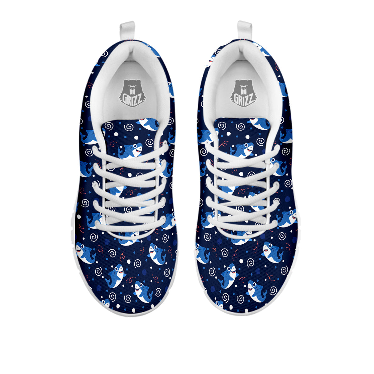 Shark Cute White Print Pattern White Sneaker-grizzshop