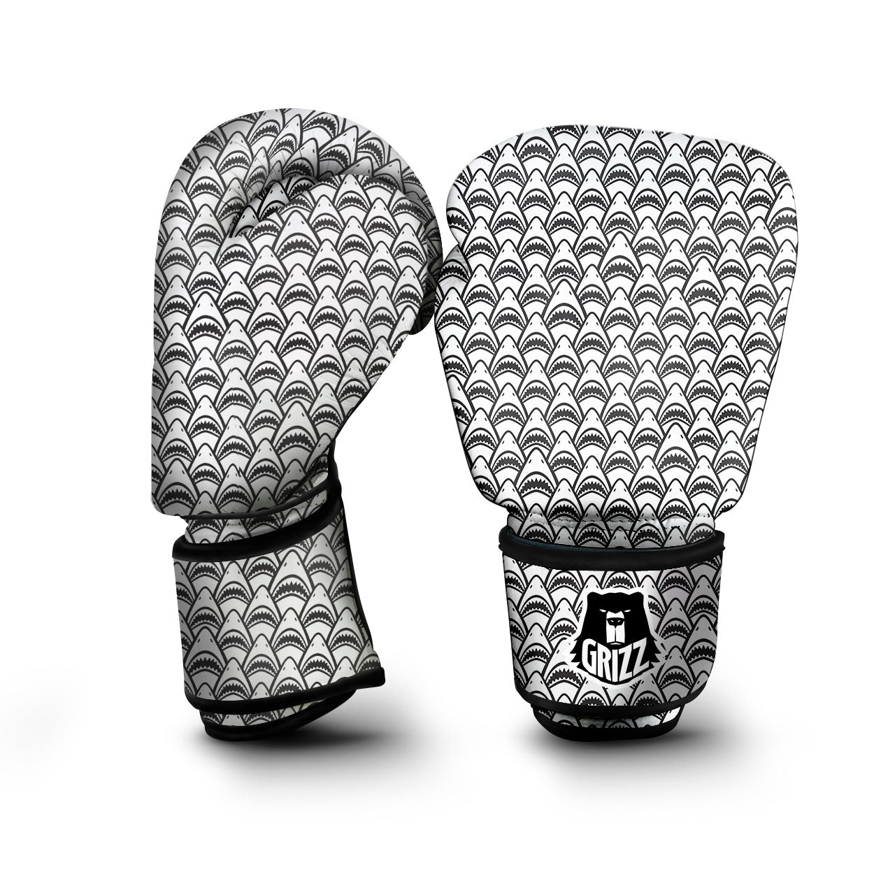 Shark Doodle Print Pattern Boxing Gloves-grizzshop