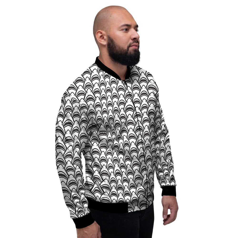 Shark Doodle Print Pattern Men's Bomber Jacket-grizzshop