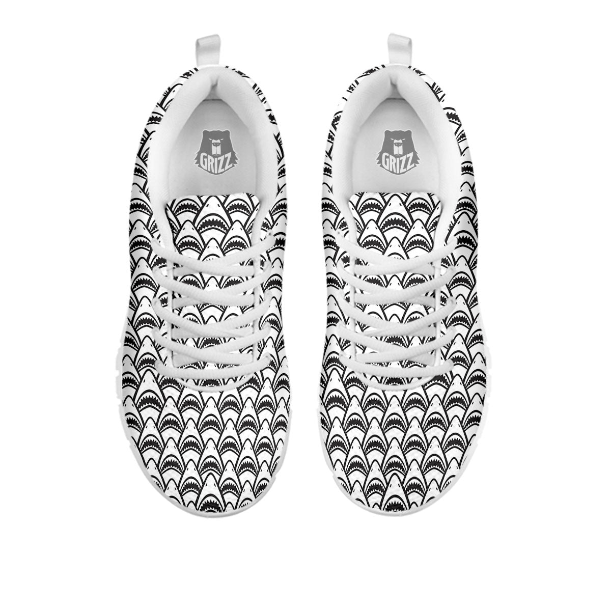 Shark Doodle Print Pattern White Sneaker-grizzshop