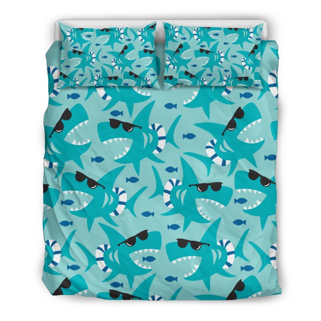 Shark Pattern Print Duvet Cover Bedding Set-grizzshop