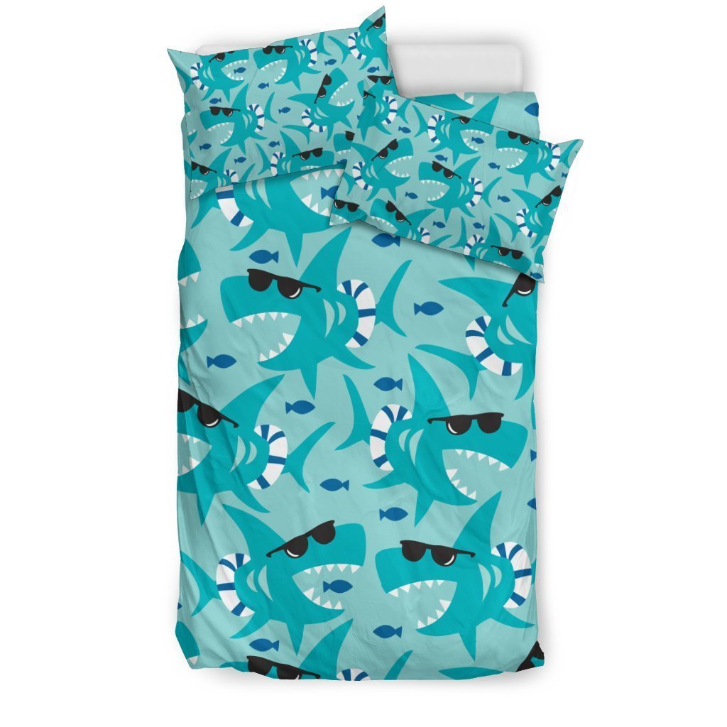 Shark Pattern Print Duvet Cover Bedding Set-grizzshop