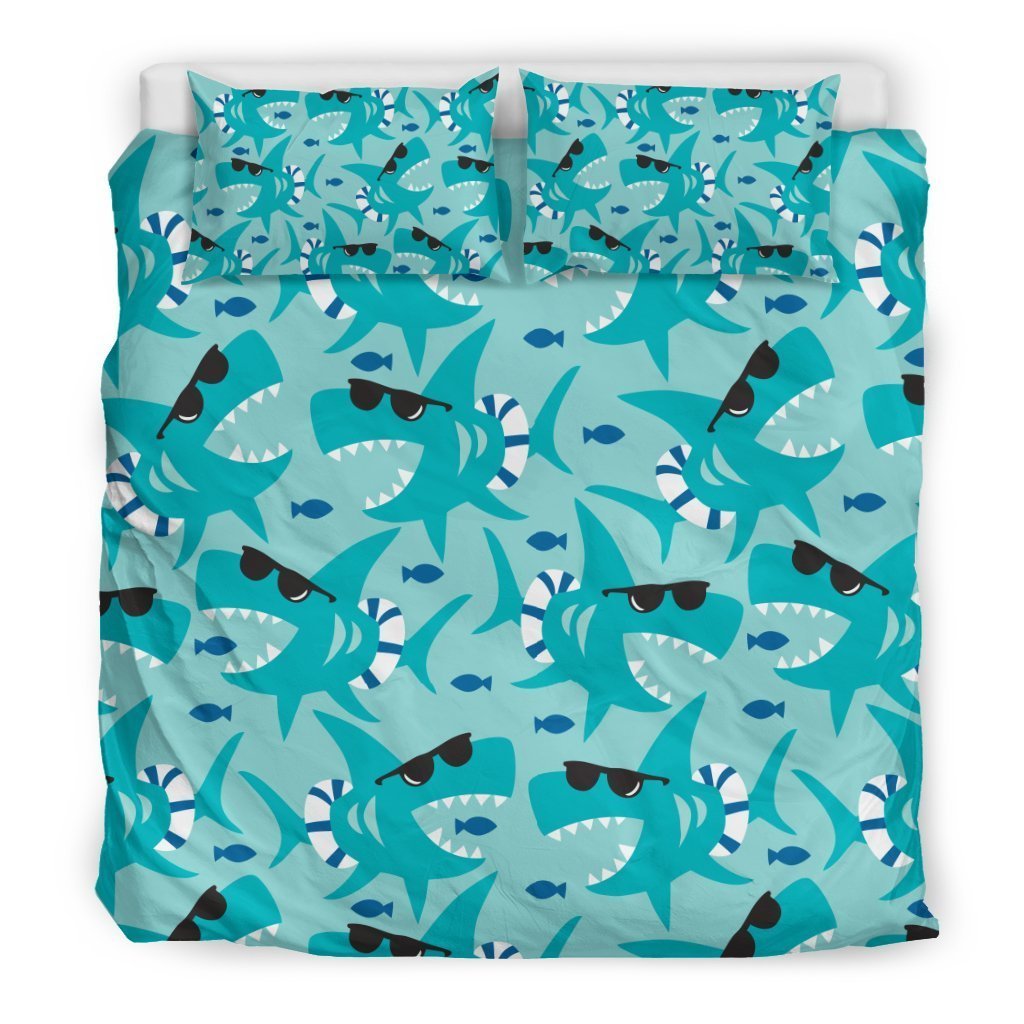 Shark Pattern Print Duvet Cover Bedding Set-grizzshop
