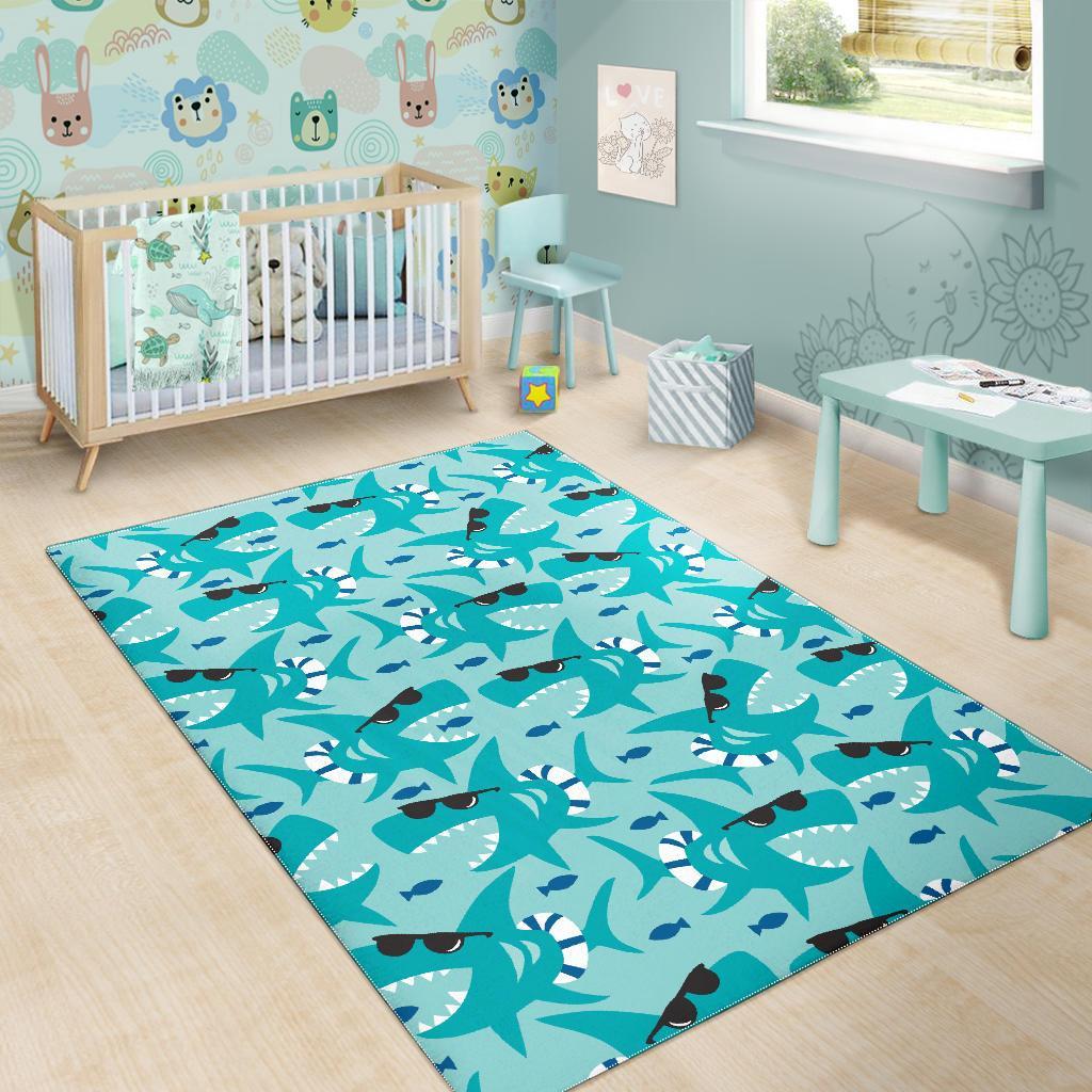 Shark Pattern Print Floor Mat-grizzshop