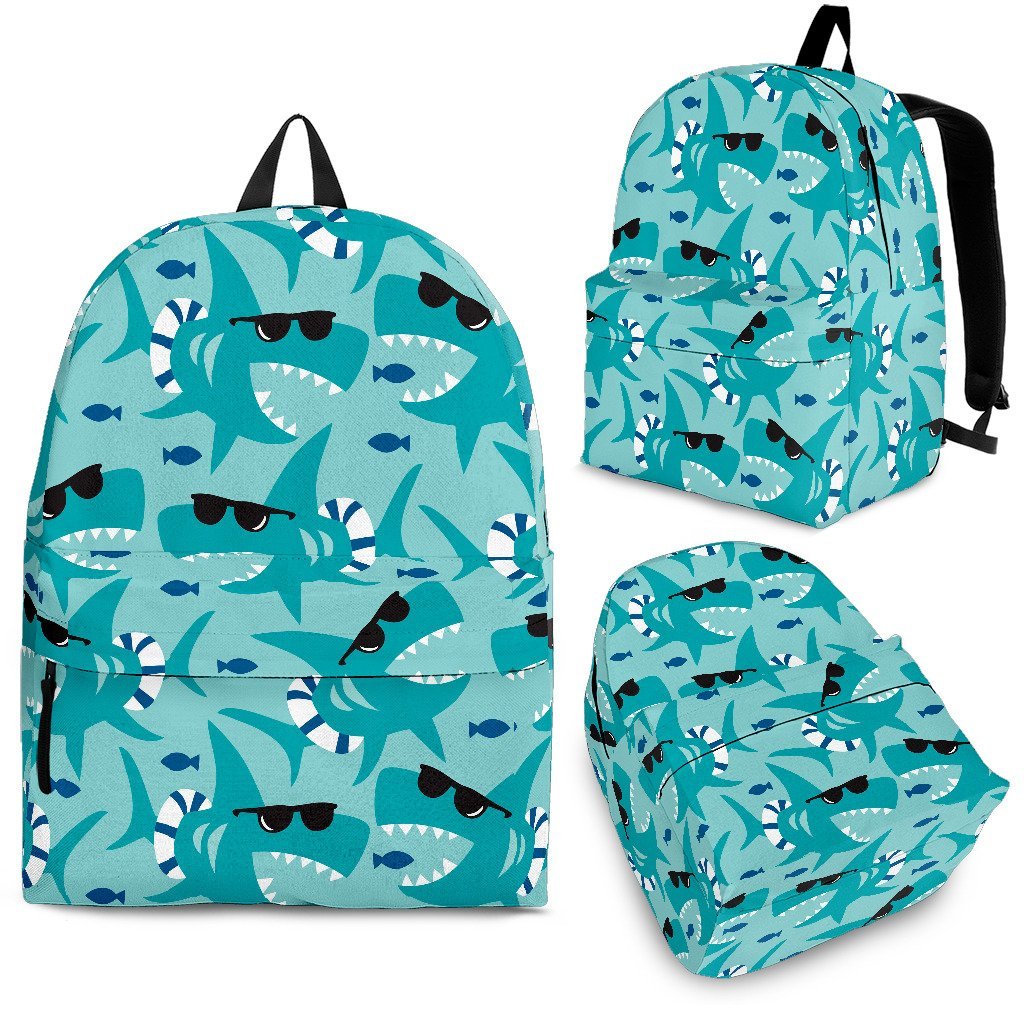 Shark Pattern Print Premium Backpack-grizzshop