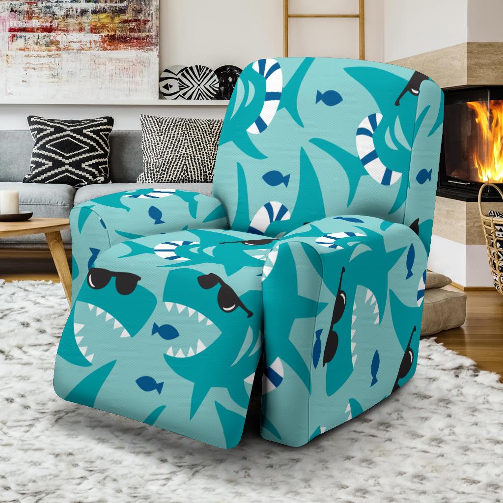 Shark Pattern Print Recliner Cover-grizzshop