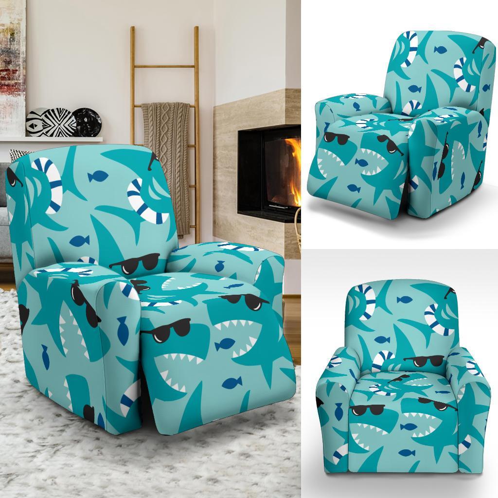 Shark Pattern Print Recliner Cover-grizzshop