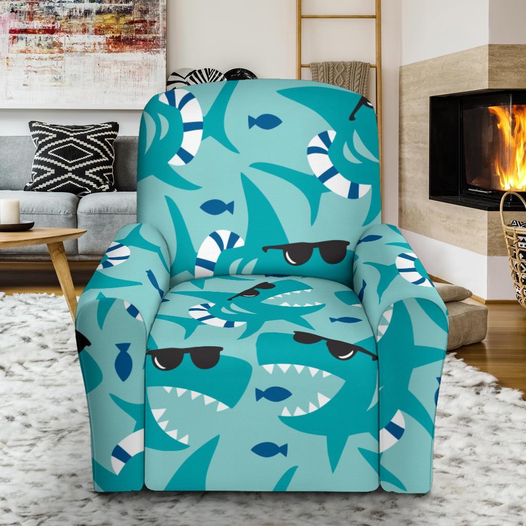 Shark Pattern Print Recliner Cover-grizzshop