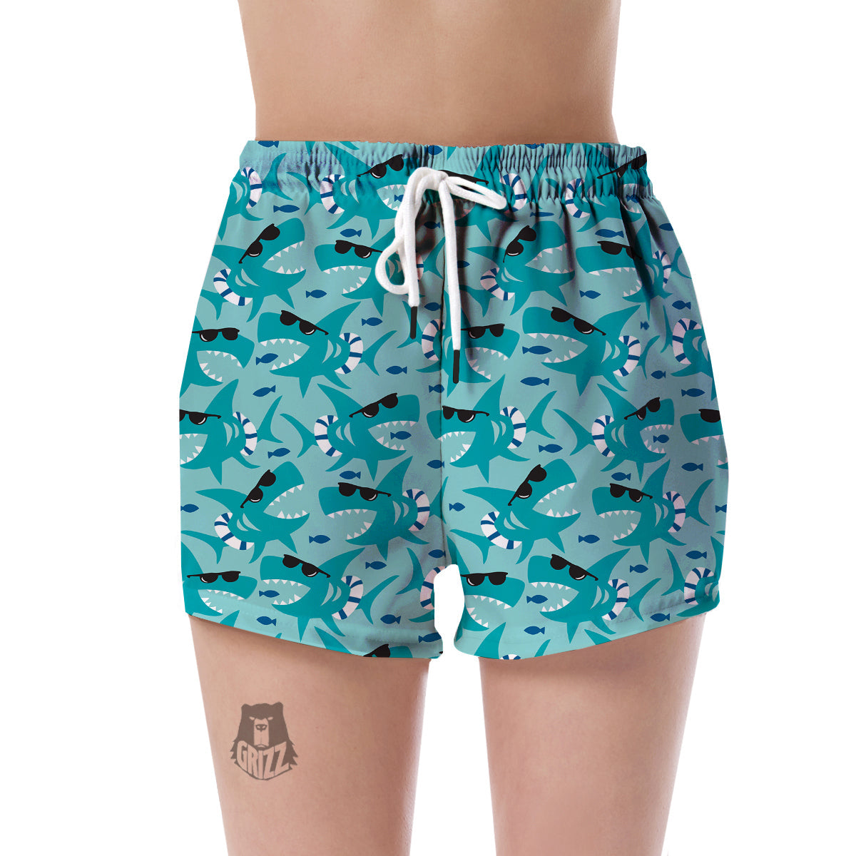 Shark Pattern Print Women's Shorts-grizzshop