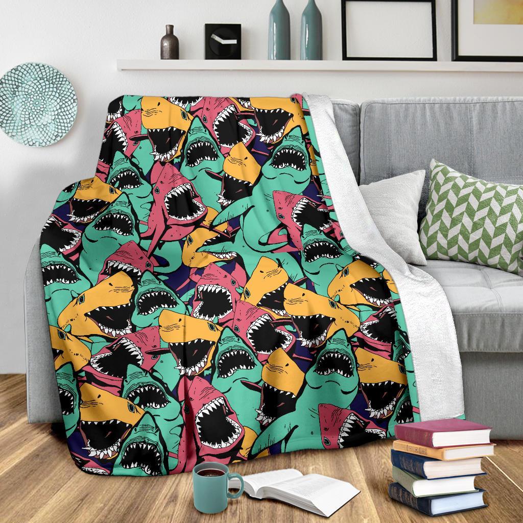 Shark Print Pattern Blanket-grizzshop