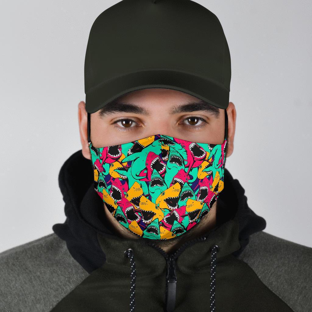 Shark Print Pattern Face Mask-grizzshop