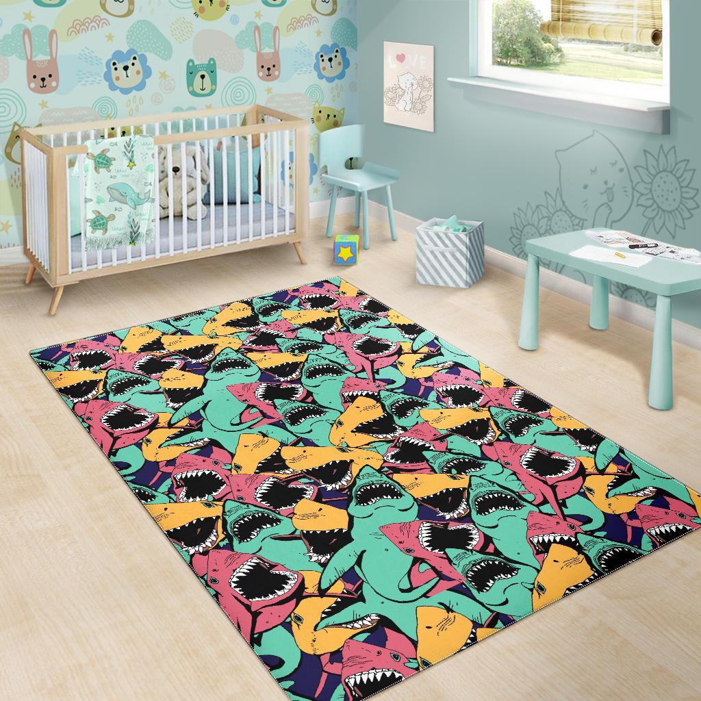 Shark Print Pattern Floor Mat-grizzshop