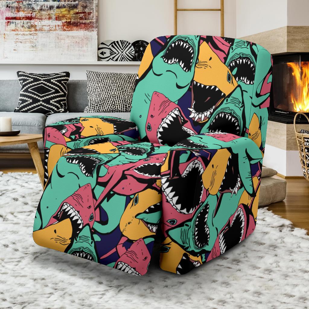 Shark Print Pattern Recliner Cover-grizzshop