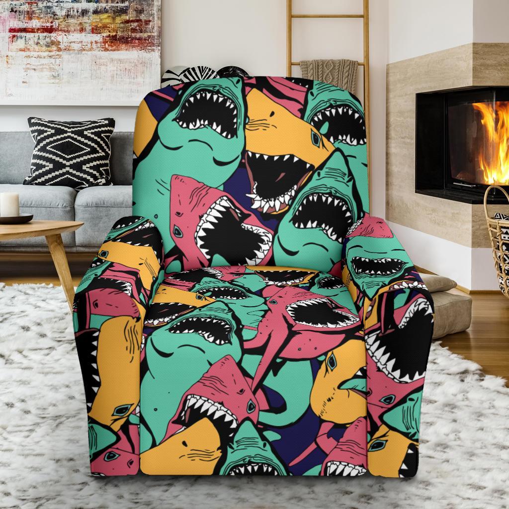 Shark Print Pattern Recliner Cover-grizzshop