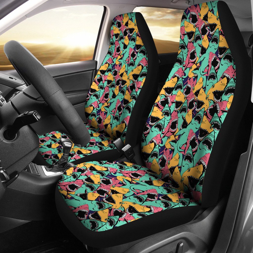 Shark Print Pattern Universal Fit Car Seat Cover-grizzshop