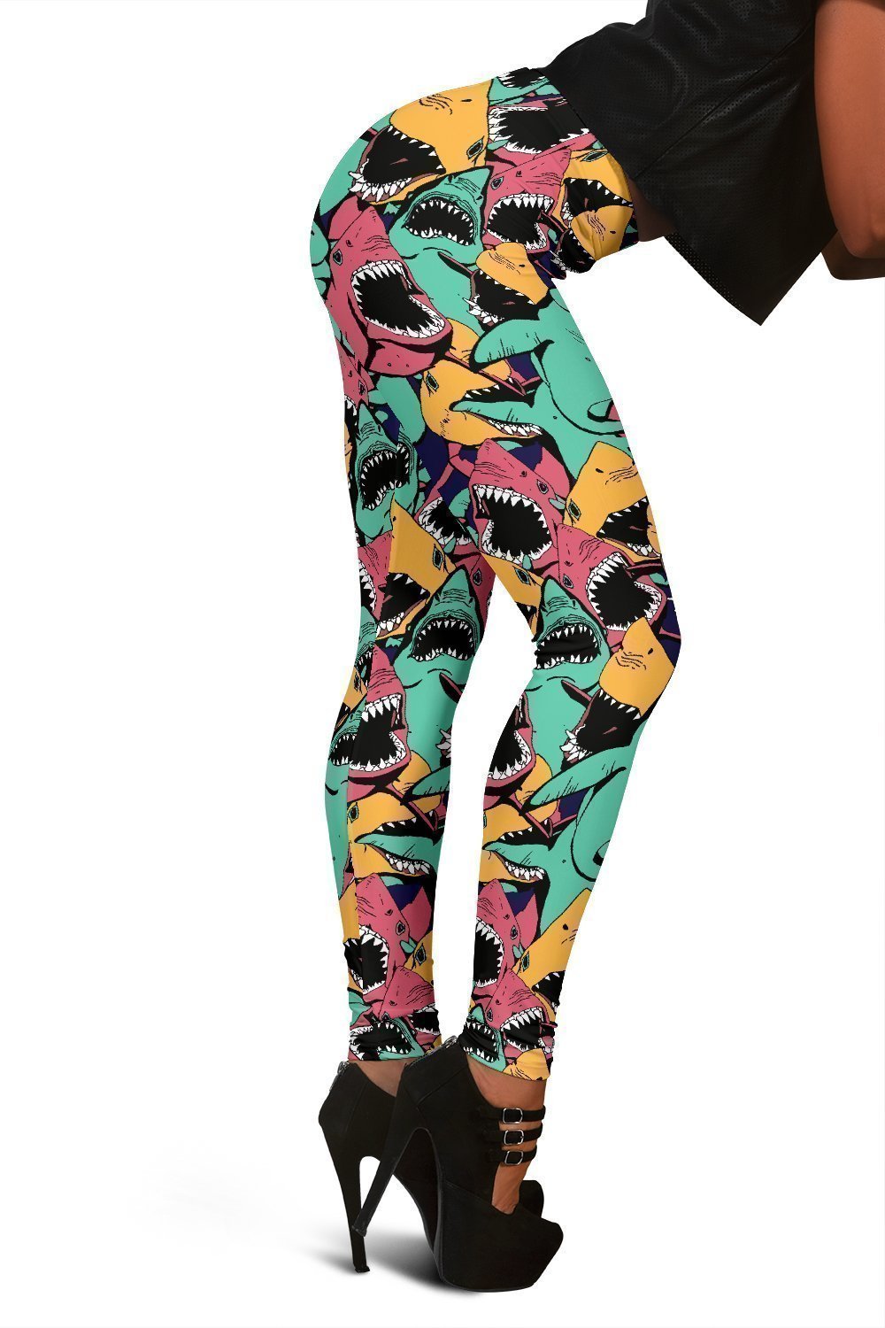 Shark Print Pattern Women Leggings-grizzshop