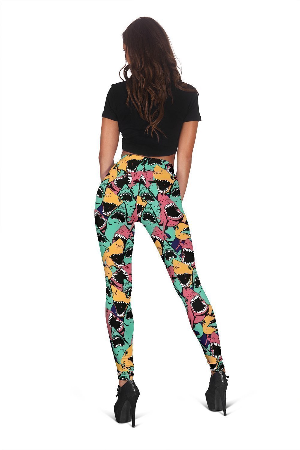 Shark Print Pattern Women Leggings-grizzshop