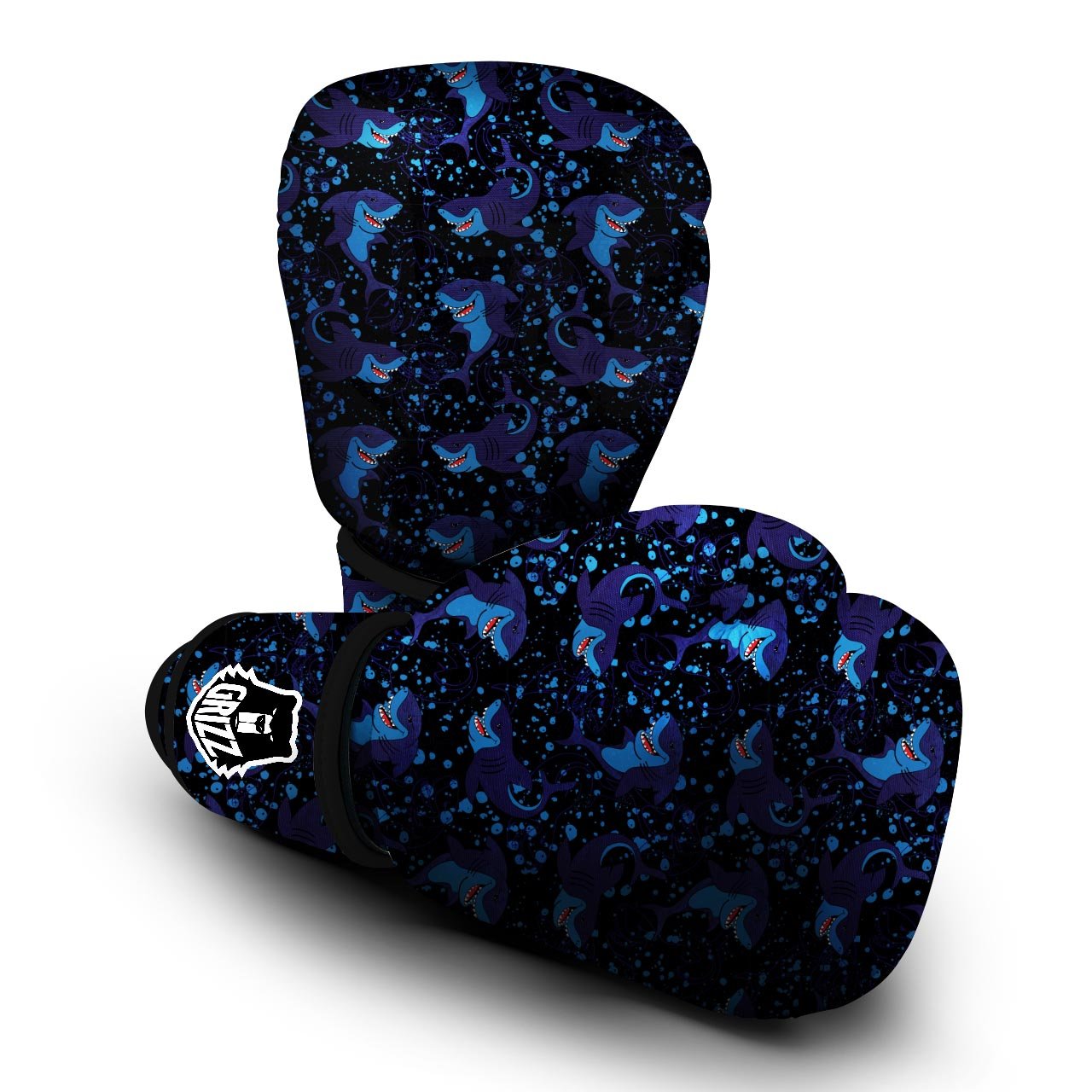 Shark Smiley Print Pattern Boxing Gloves-grizzshop