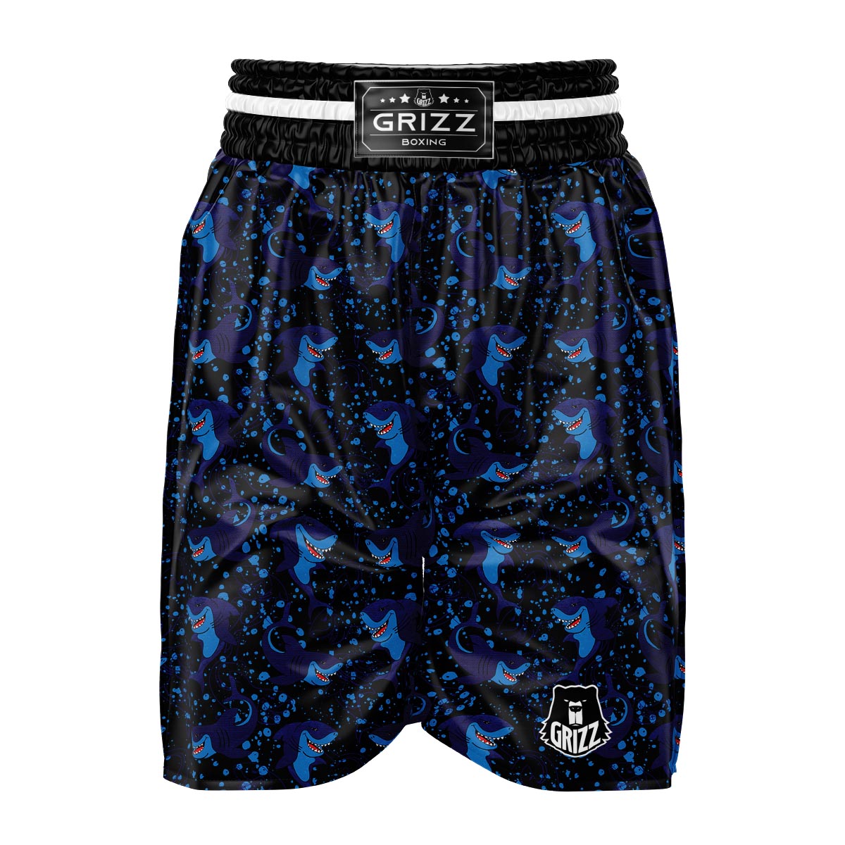 Shark Smiley Print Pattern Boxing Shorts-grizzshop