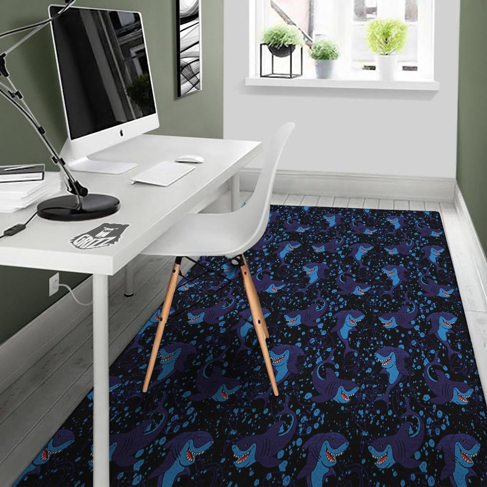 Shark Smiley Print Pattern Floor Mat-grizzshop