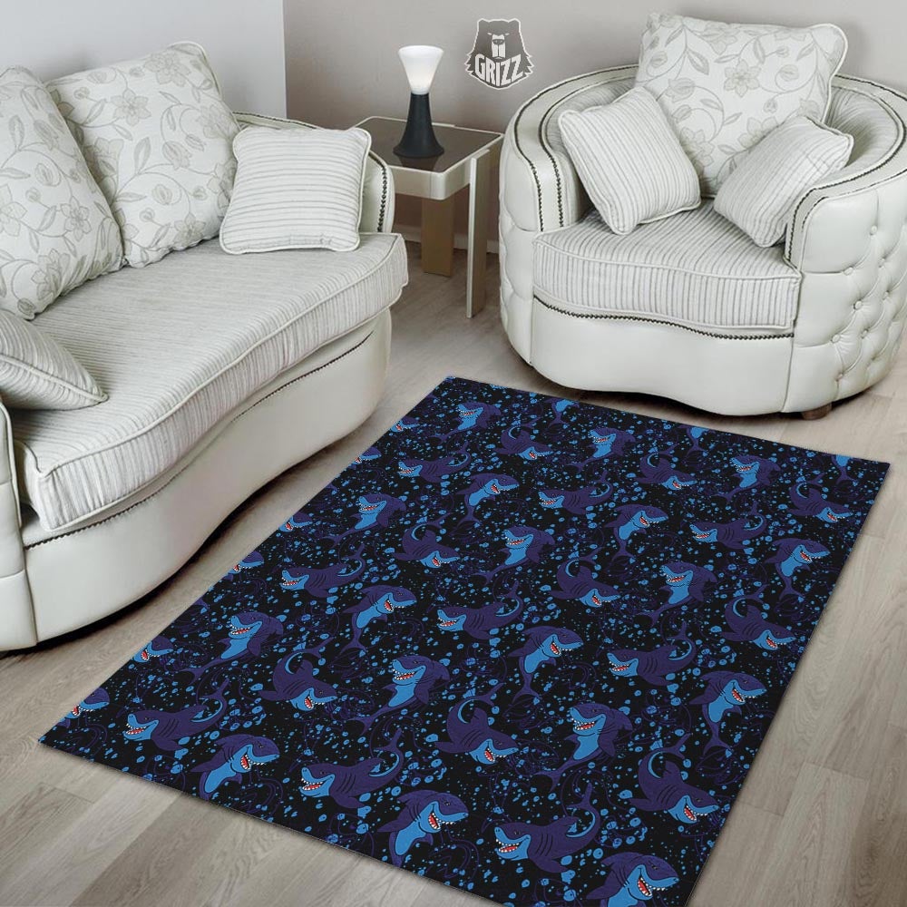 Shark Smiley Print Pattern Floor Mat-grizzshop