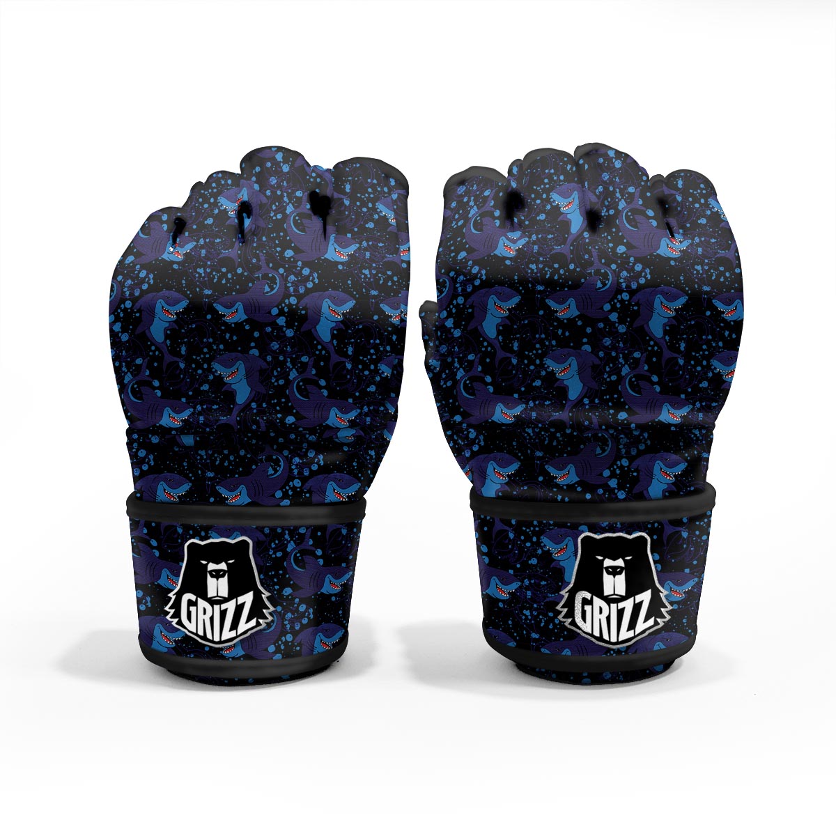 Shark Smiley Print Pattern MMA Gloves-grizzshop