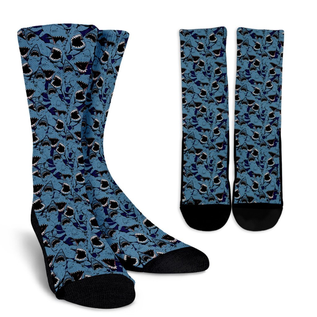 Shark Circling Pattern Print Unisex Crew Socks-grizzshop