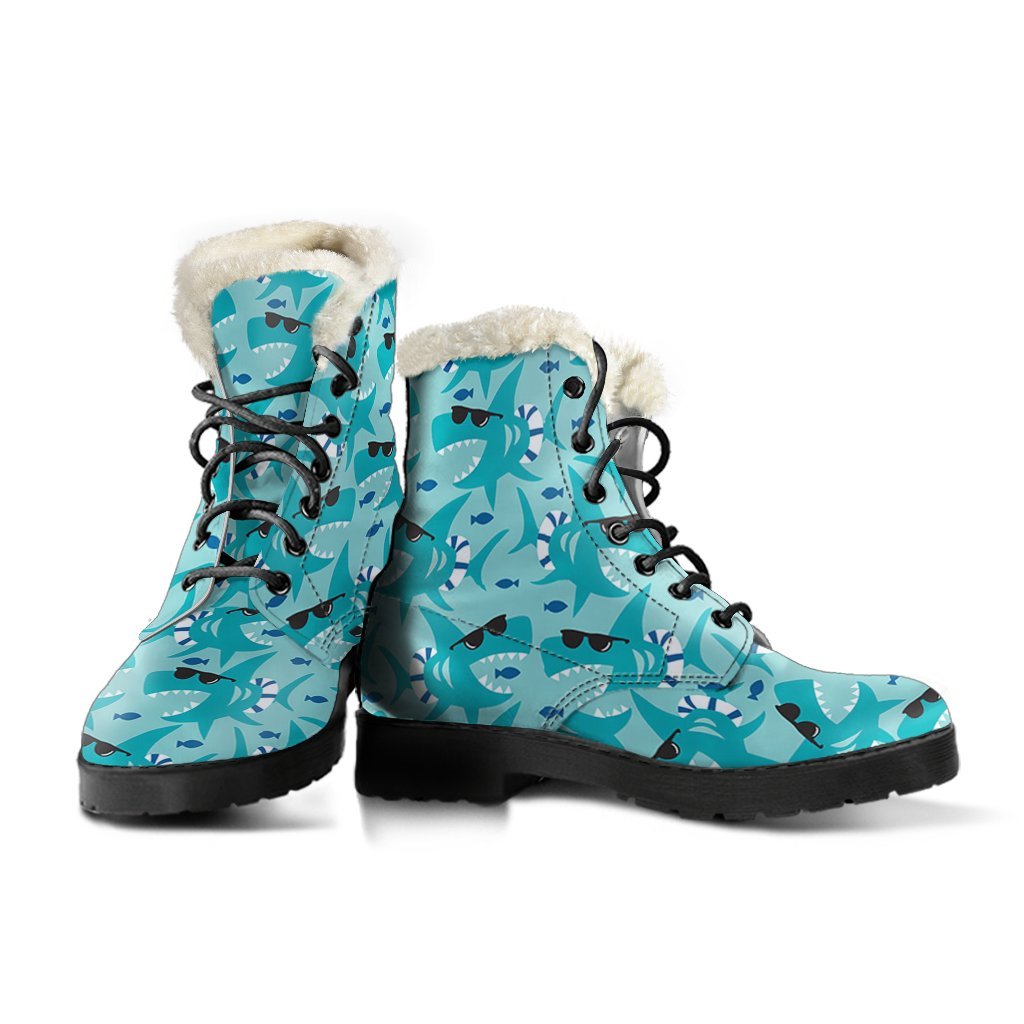 Shark Pattern Print Comfy Winter Boots-grizzshop