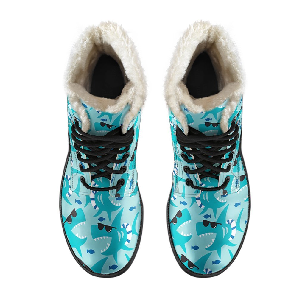 Shark Pattern Print Comfy Winter Boots-grizzshop
