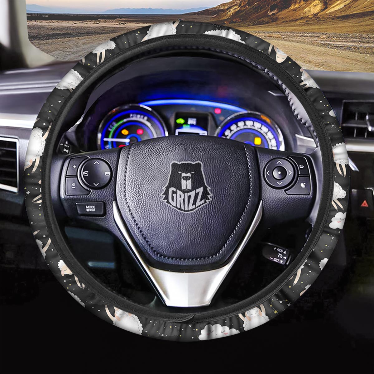 Sheep And Star Print Pattern Car Steering Wheel Cover-grizzshop