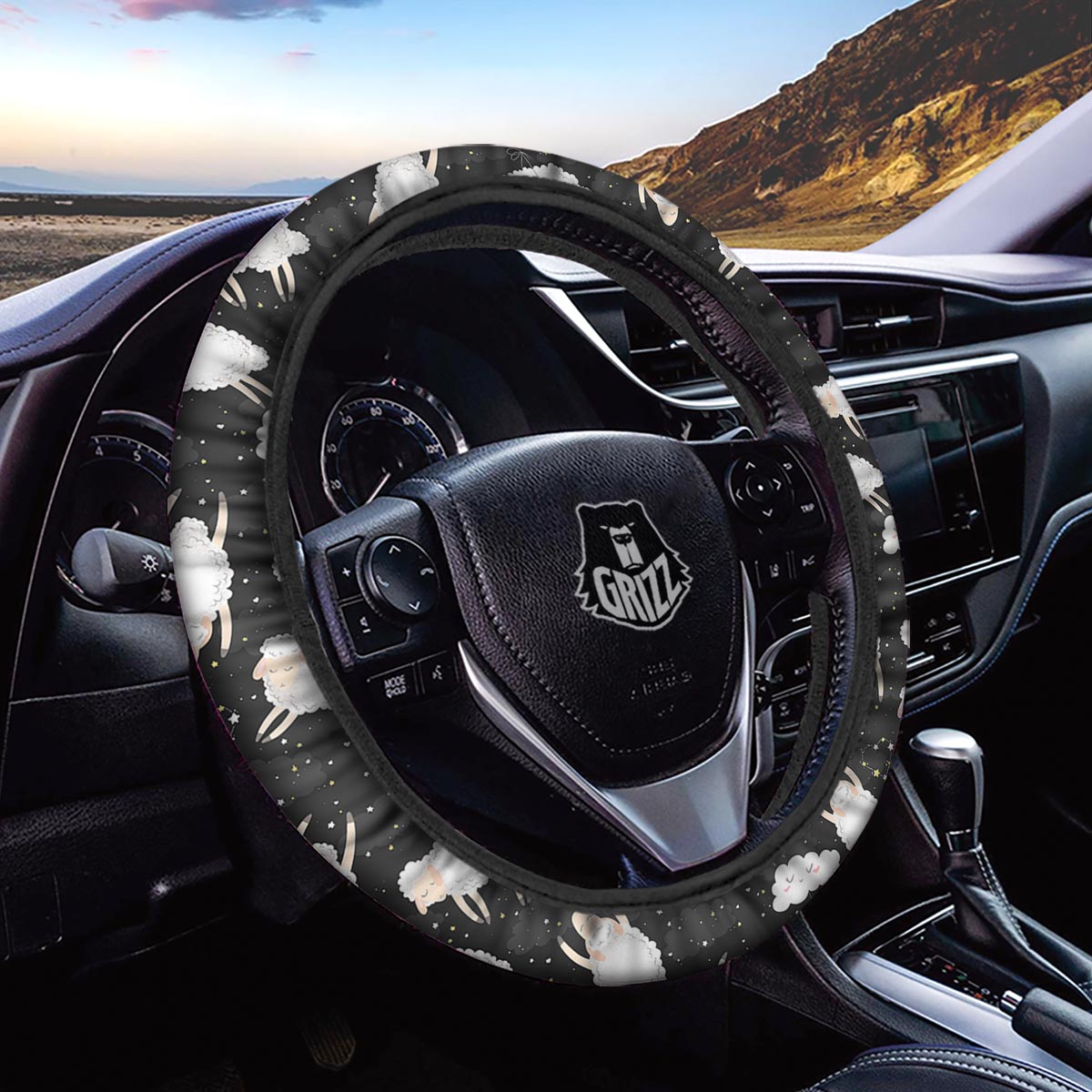 Sheep And Star Print Pattern Car Steering Wheel Cover-grizzshop