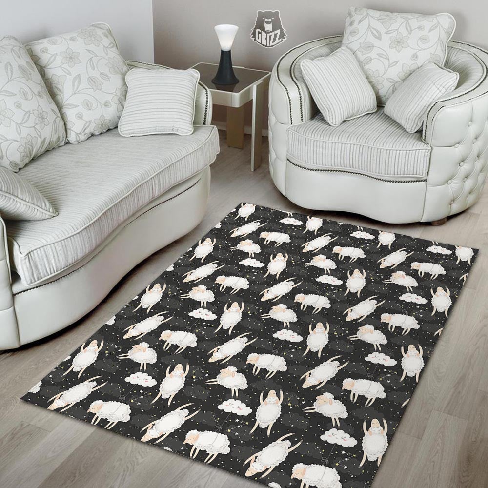 Sheep And Star Print Pattern Floor Mat-grizzshop
