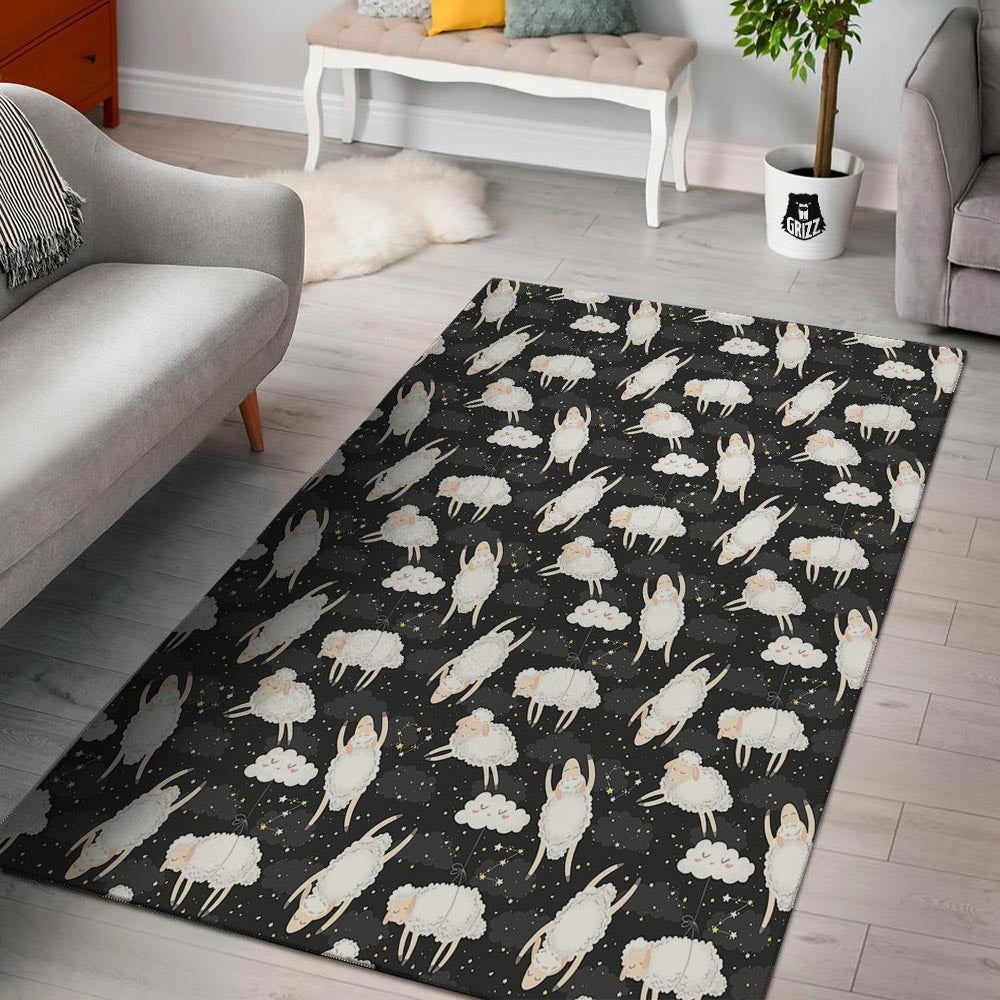 Sheep And Star Print Pattern Floor Mat-grizzshop