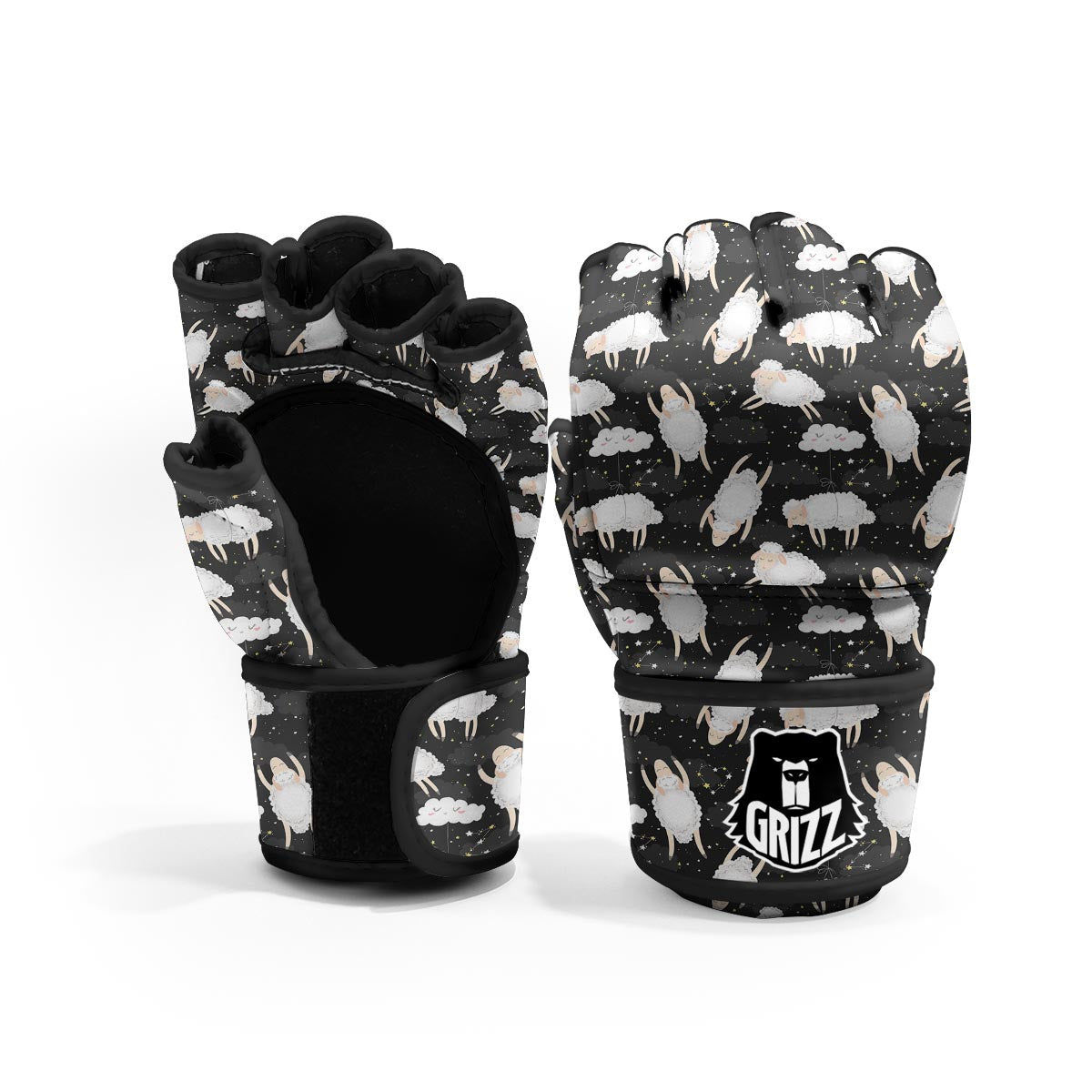 Sheep And Star Print Pattern MMA Gloves-grizzshop