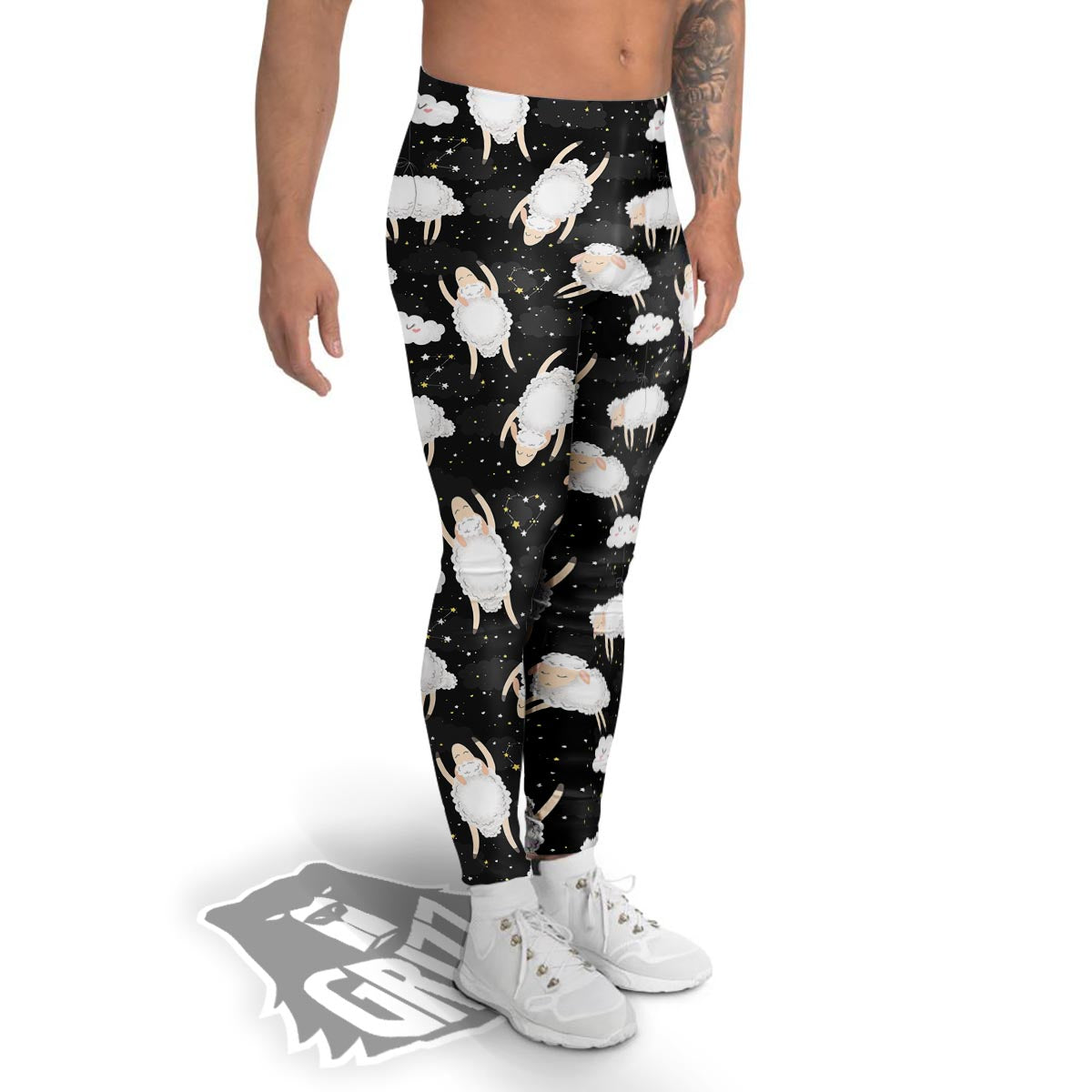 Sheep And Star Print Pattern Men's Leggings-grizzshop