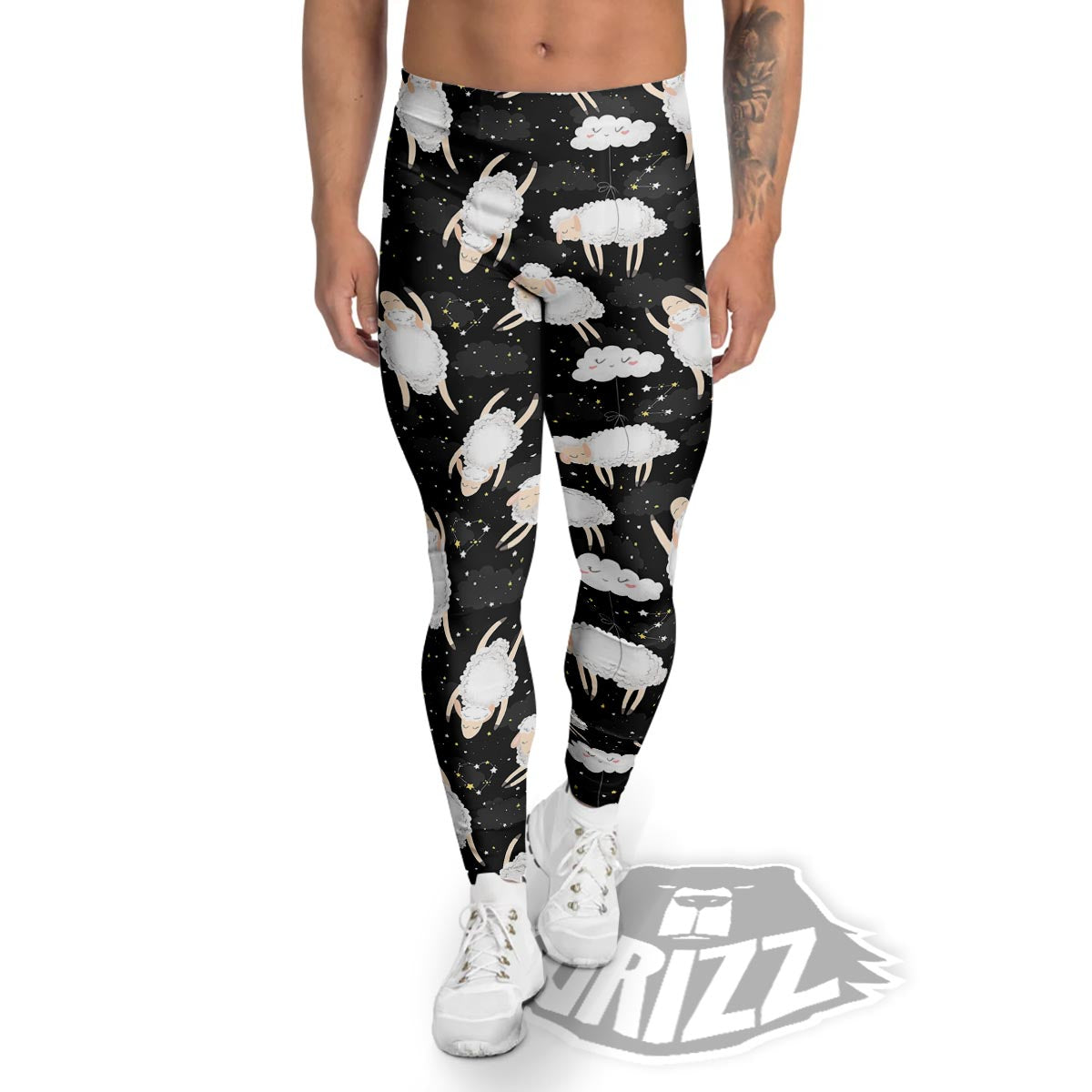 Sheep And Star Print Pattern Men's Leggings-grizzshop