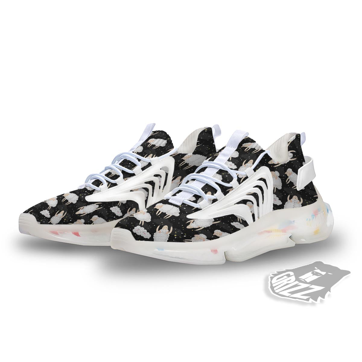 Sheep And Star Print Pattern White Gym Shoes-grizzshop