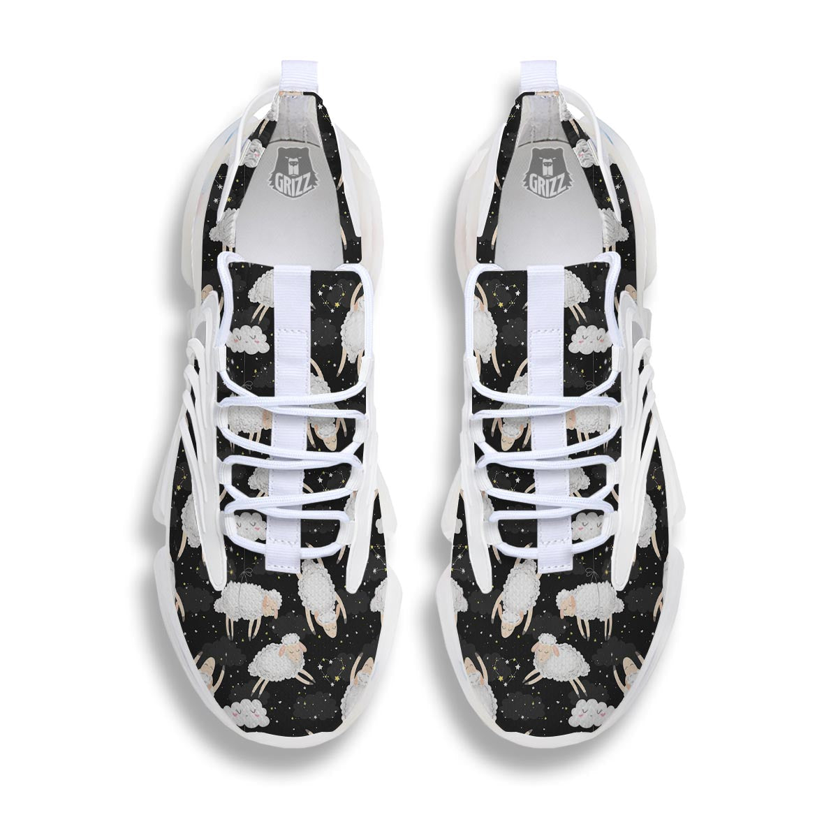 Sheep And Star Print Pattern White Gym Shoes-grizzshop