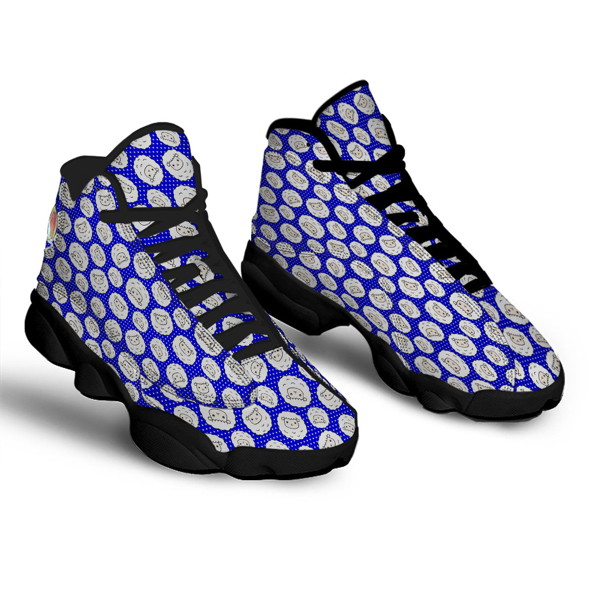 Sheep Cartoon Print Pattern Black Basketball Shoes-grizzshop