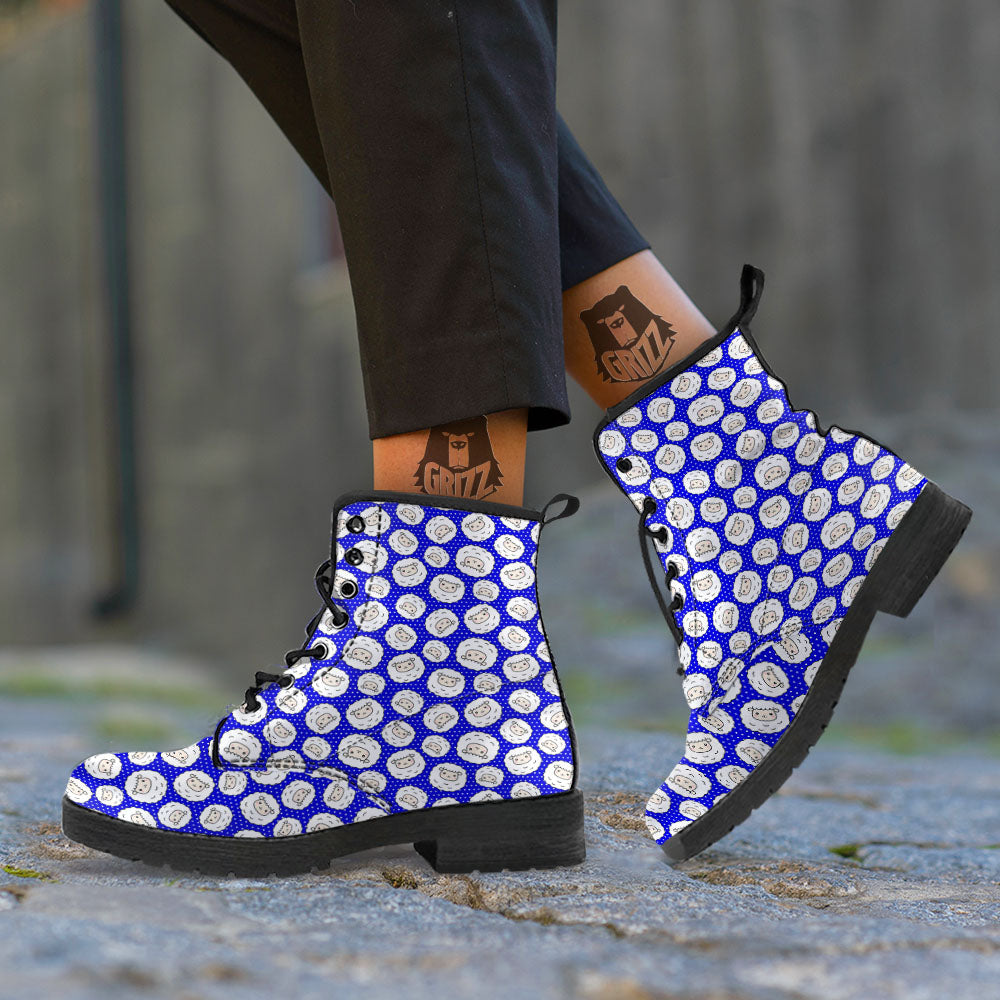 Sheep Cartoon Print Pattern Leather Boots-grizzshop