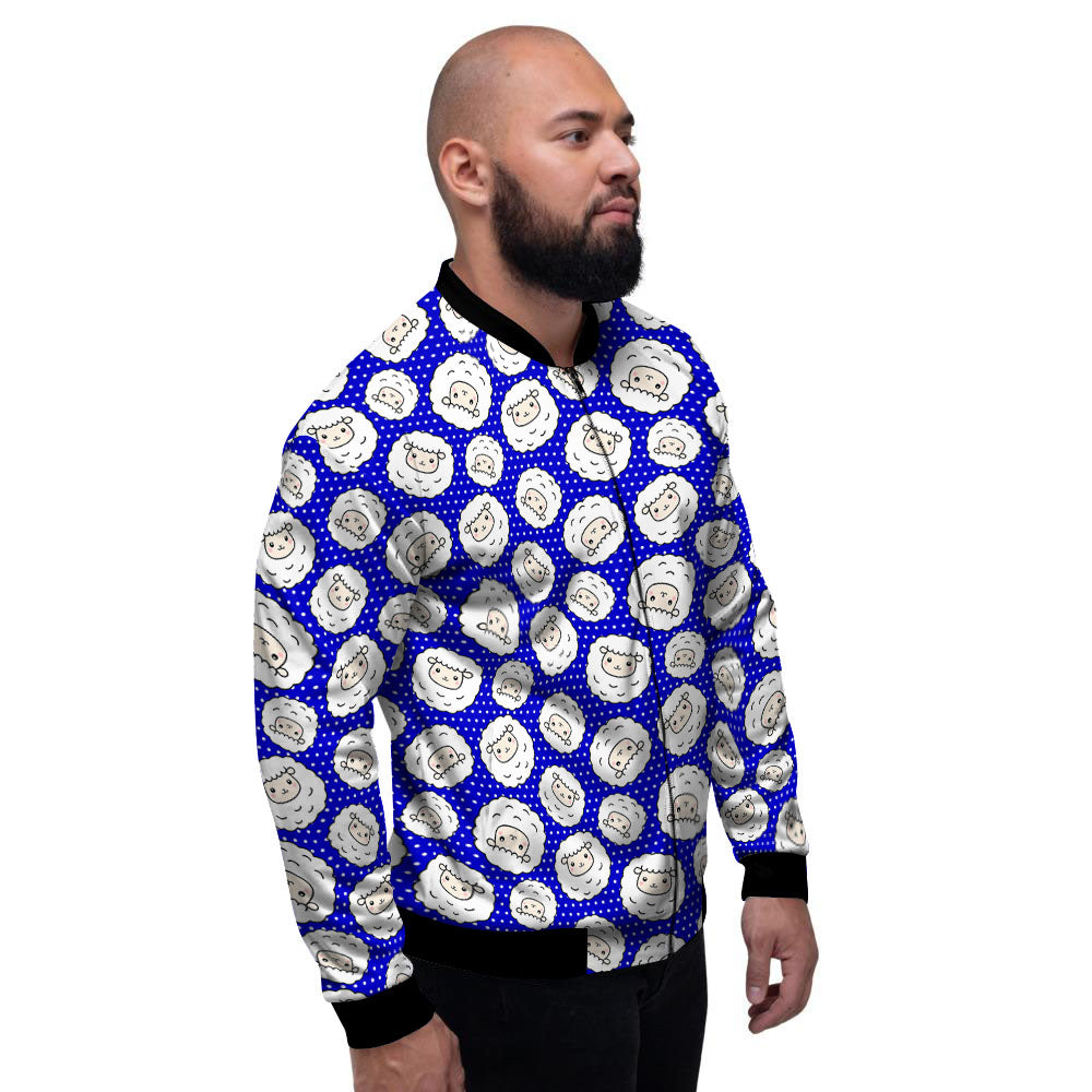 Sheep Cartoon Print Pattern Men's Bomber Jacket-grizzshop