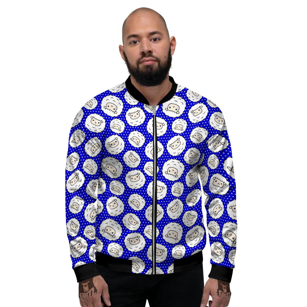 Sheep Cartoon Print Pattern Men's Bomber Jacket-grizzshop