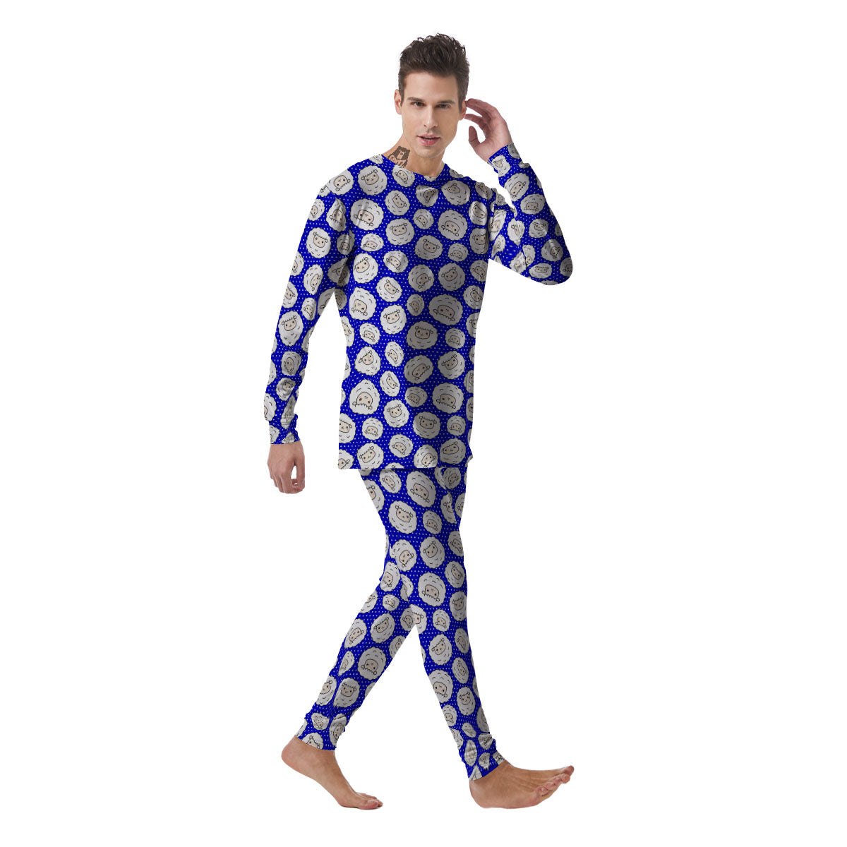 Sheep Cartoon Print Pattern Men's Pajamas-grizzshop