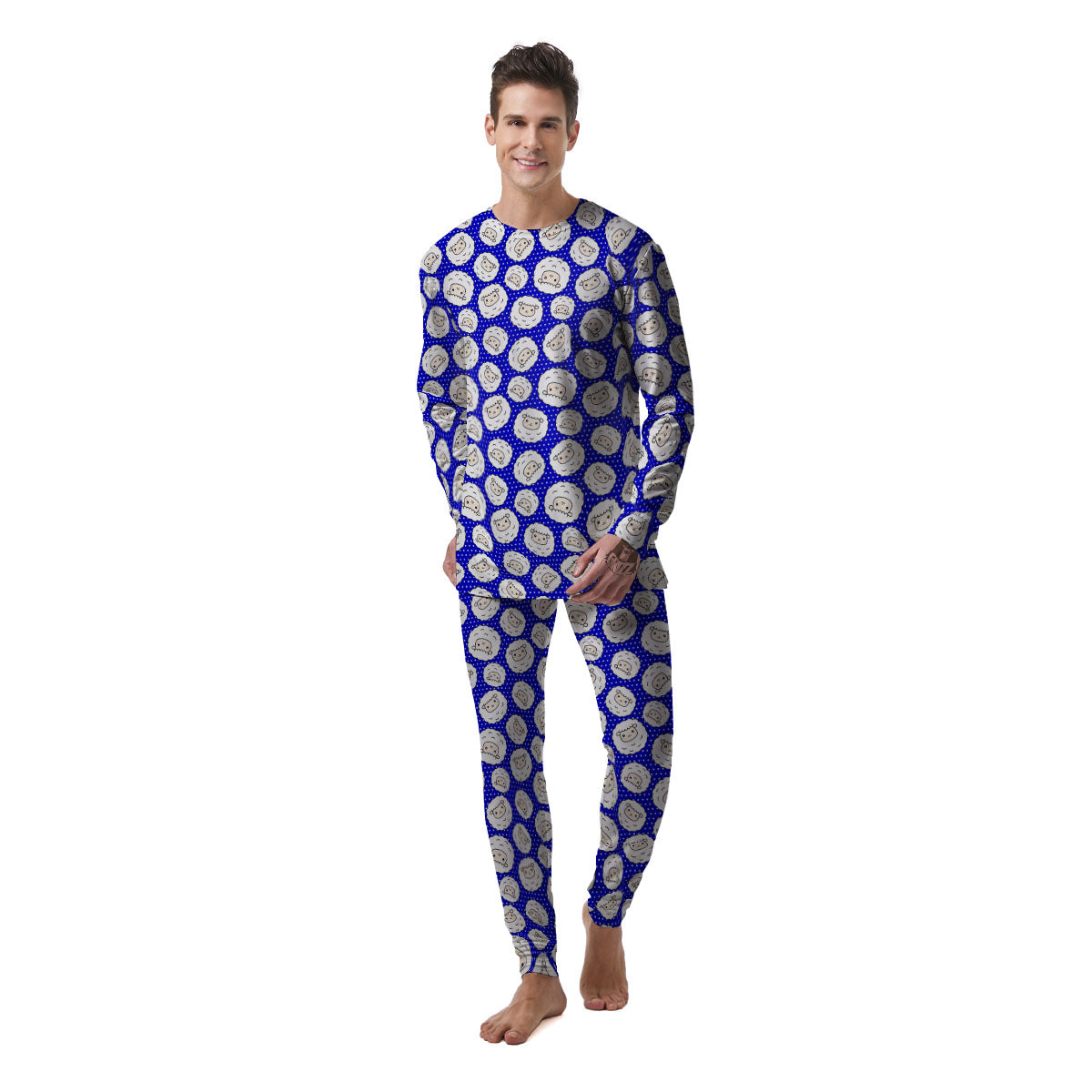 Sheep Cartoon Print Pattern Men's Pajamas-grizzshop