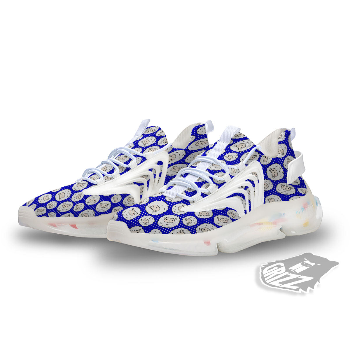 Sheep Cartoon Print Pattern White Gym Shoes-grizzshop